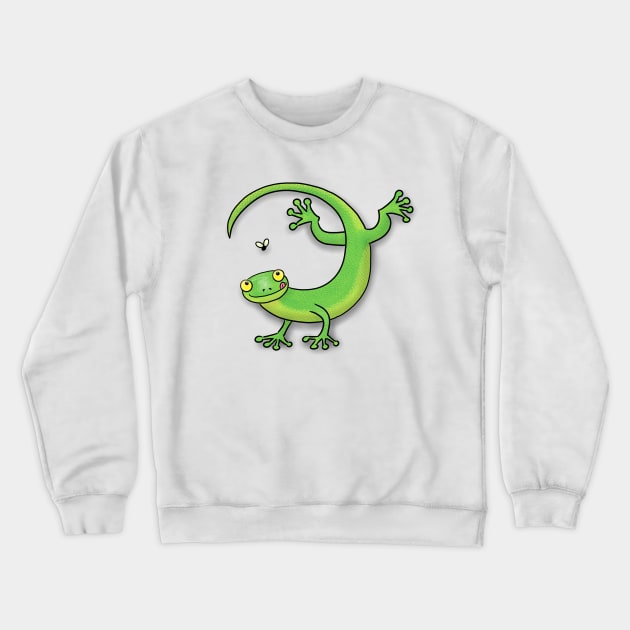 Cute green gecko cartoon Crewneck Sweatshirt by FrogFactory